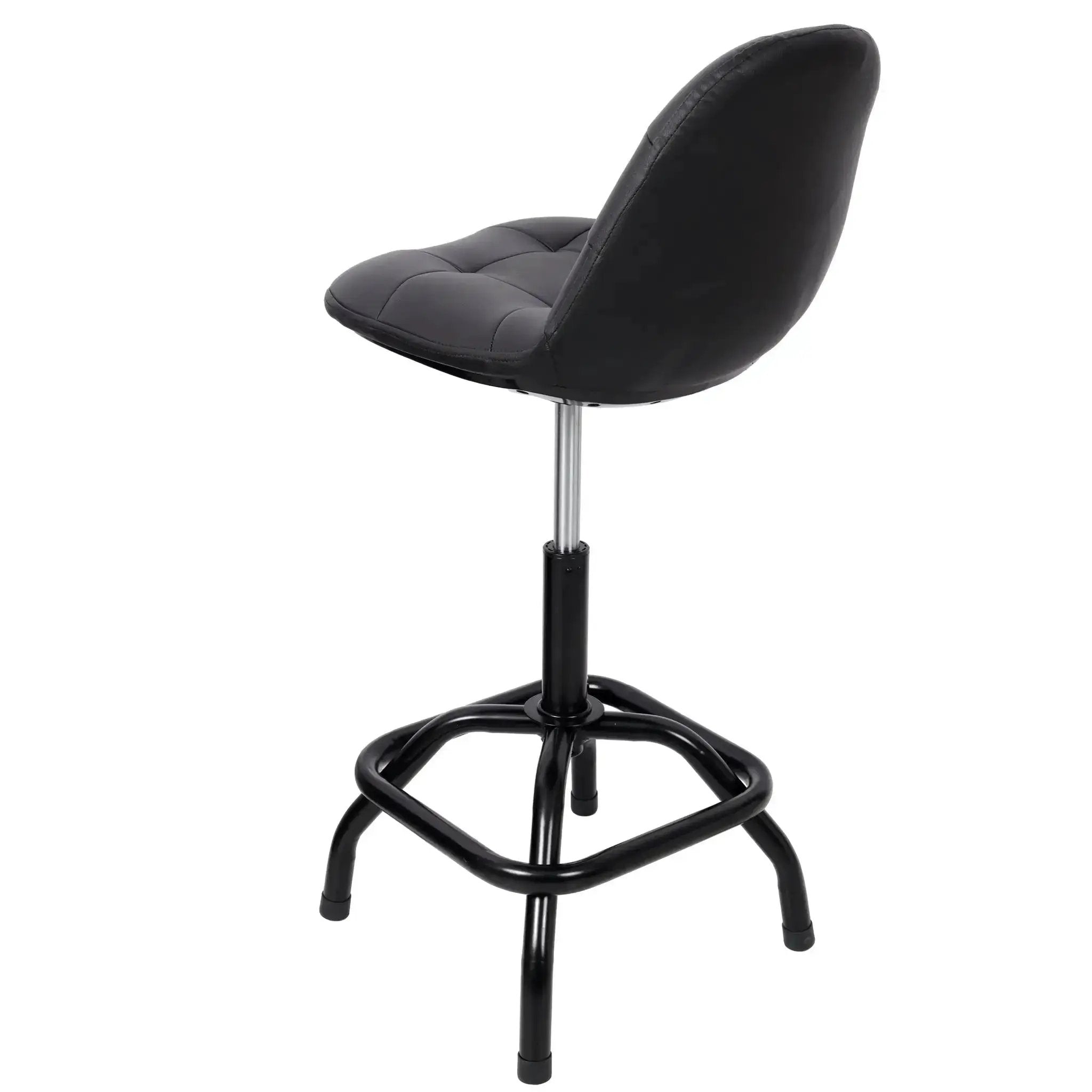 Black Adjustable Swivel Bar Stool with High Back Support - Platinum-Level Office Chairs