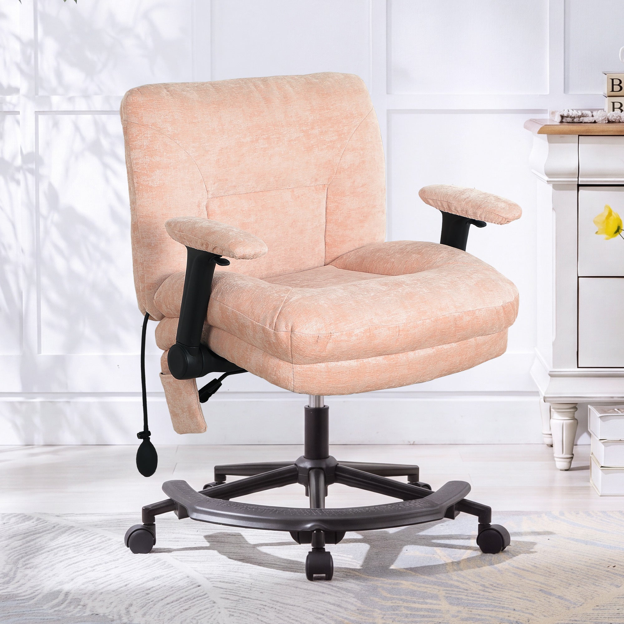 Pink Chenille Criss Cross Swivel Chair with Air Lumbar Support - Platinum-Level Office Chairs