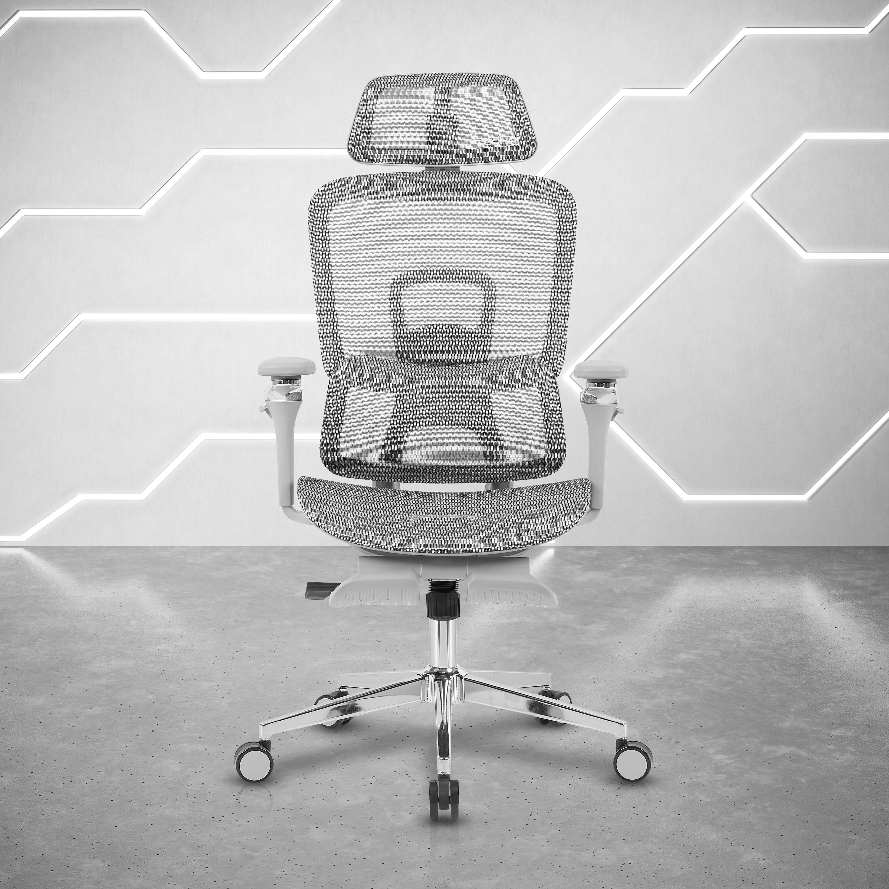 Techni Sport 5D Mesh Office Chair with Footrest, Grey - Platinum-Level Office Chairs
