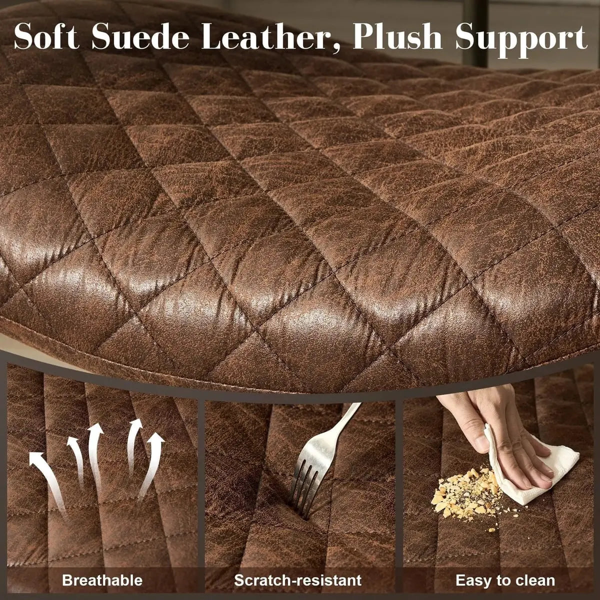 HOOOWOOO Mid-Century Leather Ergonomic Adjustable Swivel Office Chair