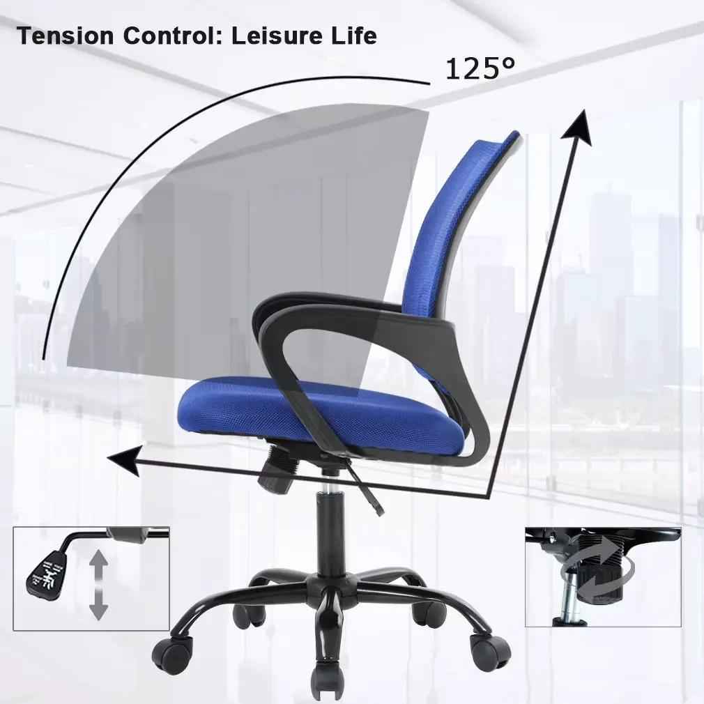 Bestoffice Ergonomic Office Chair, Lumbar Support, Adjustable Height with Armrests for Adults(Blue)