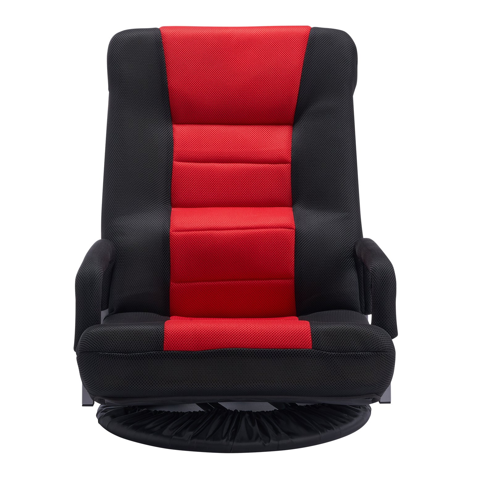VEVOR Swivel Floor Gaming Chair with Armrests, 360-Degree Rotating Floor Chair with 6 Adjustable Position Folding Backrest and Lumbar Support, Folding Video Reclining Sofa for TV Reading, Red Black by Platinum-Level Office Chairs