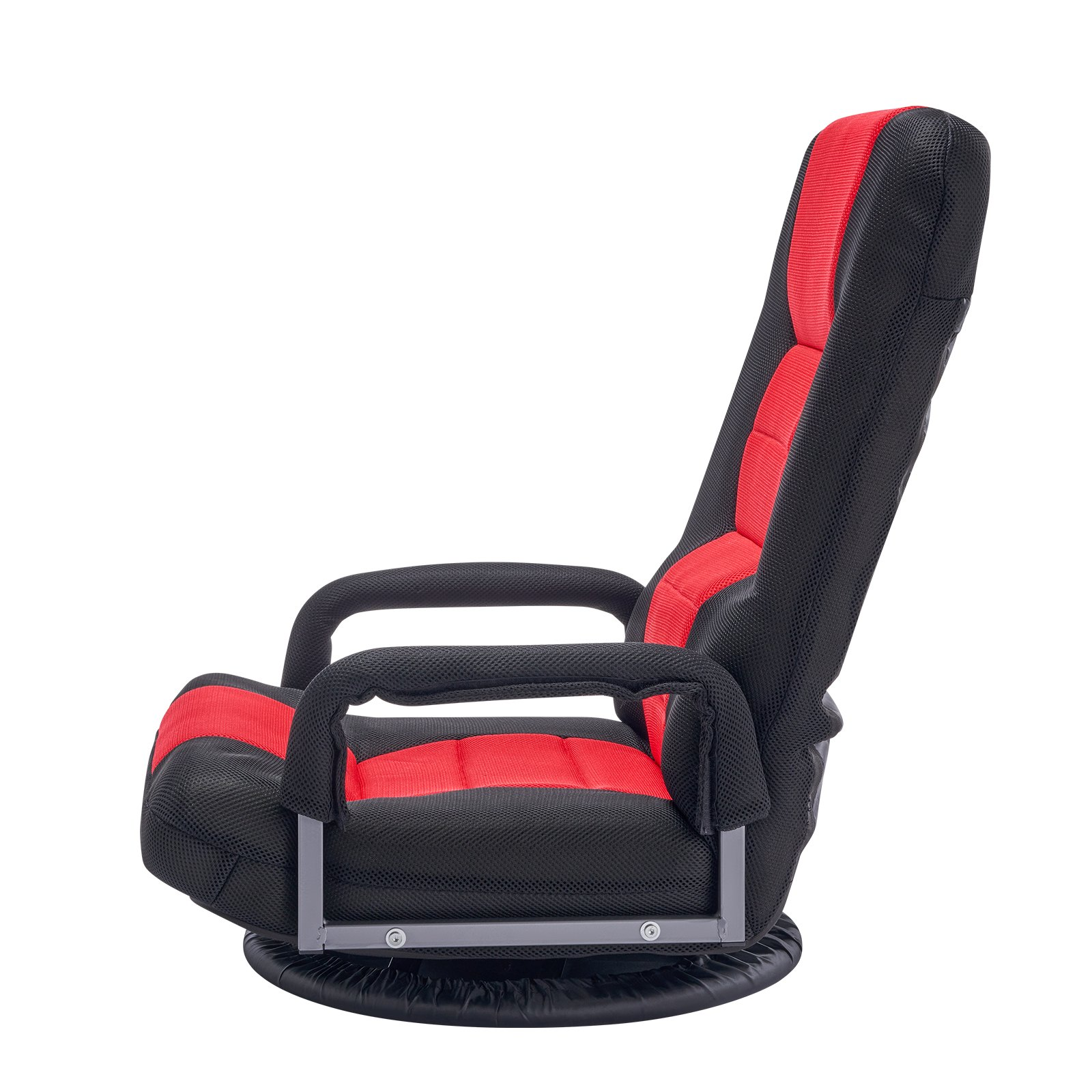 VEVOR Swivel Floor Gaming Chair with Armrests, 360-Degree Rotating Floor Chair with 6 Adjustable Position Folding Backrest and Lumbar Support, Folding Video Reclining Sofa for TV Reading, Red Black by Platinum-Level Office Chairs