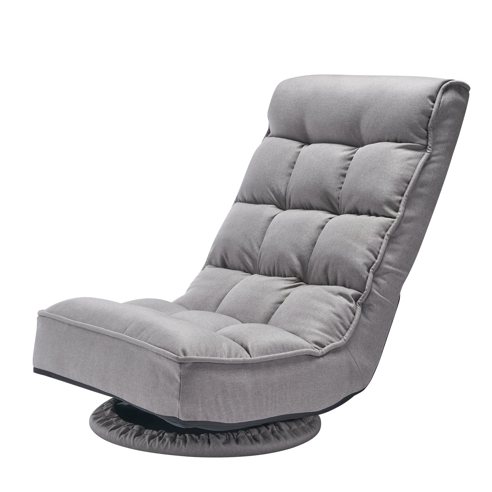 VEVOR Swivel Floor Gaming Chair, 360-Degree Rotating Floor Chair with 4 Adjustable Position Folding Backrest and Lumbar Support, Folding Video Reclining Sofa for Watching TV Reading Playing Game, Gray by Platinum-Level Office Chairs