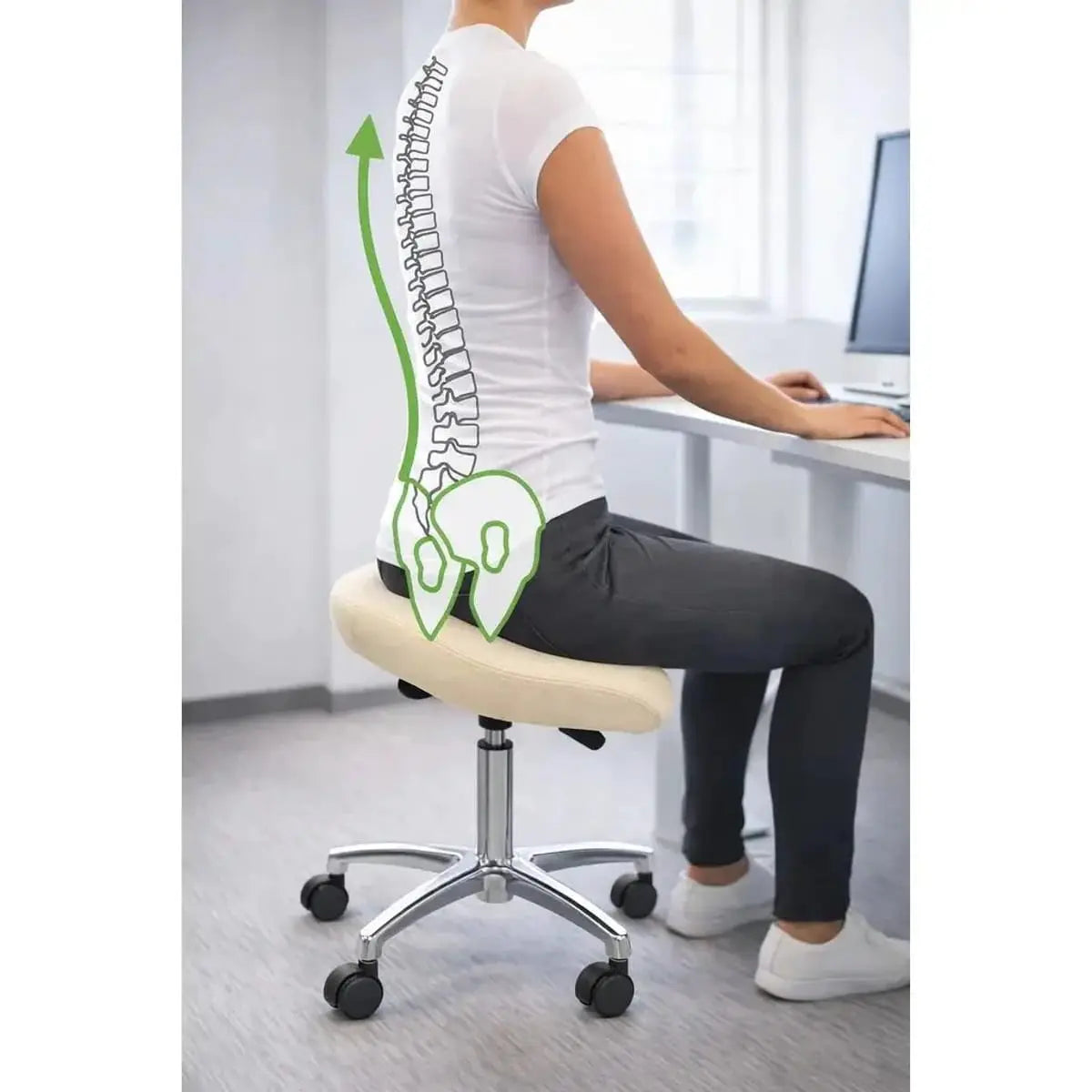 Adjustable Black Saddle Stool With Wheels For Dental Office Salon Clinic Lab Ergonomic Tilt Chair ADS