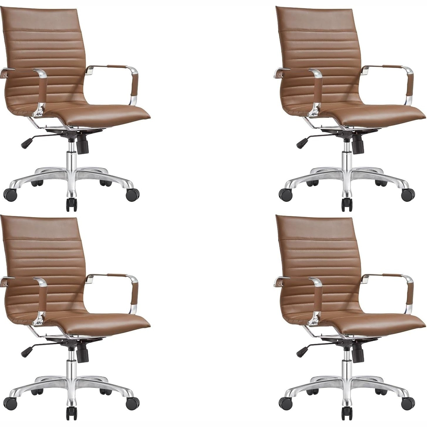 Leisuremod Ergonomic Executive Office Chair with Lumbar Support – Adjustable Leather Swivel Desk Chair, High Back Computer Chair Home & Office with Rolling Wheels & Chrome Base