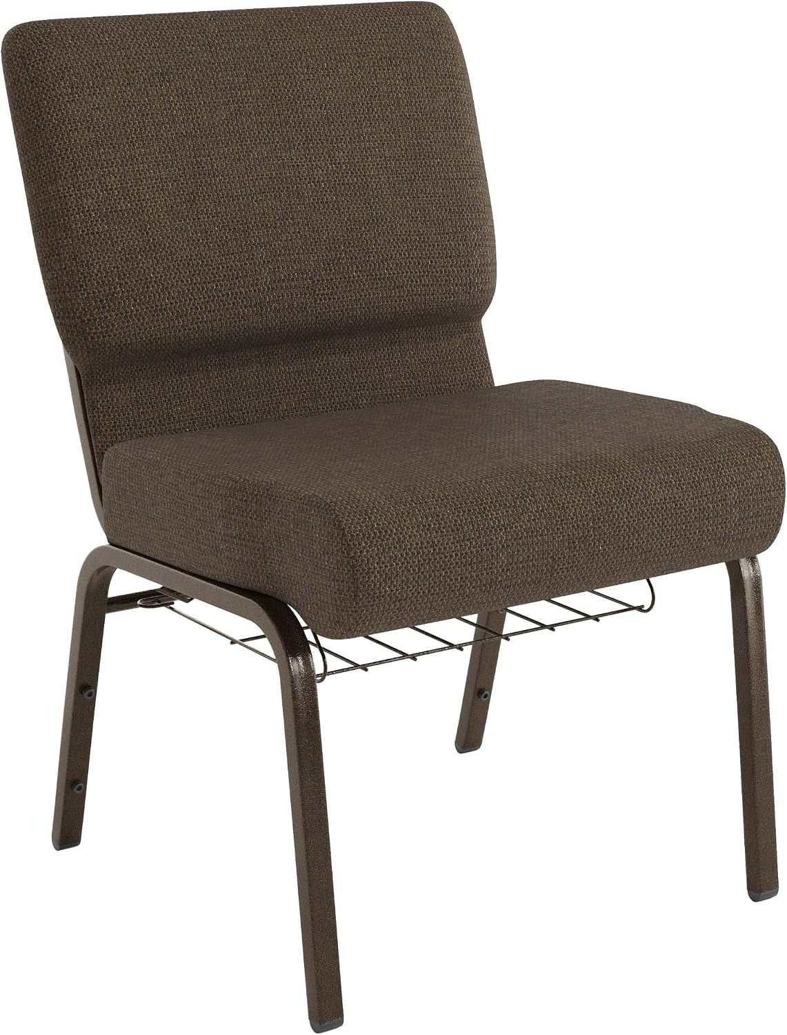 Flash Furniture 4 Pack HERCULES Series 21''W Church Chair in Brown Fabric with Cup Book Rack - Gold Vein Frame