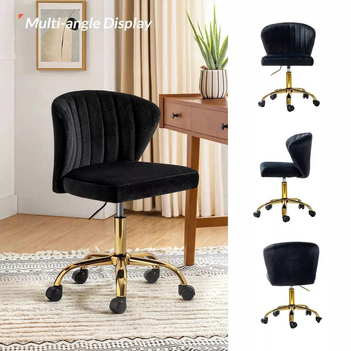 Ilia Comtemperary Swivel Office Chair with Channel Tufted Back | Karat Home