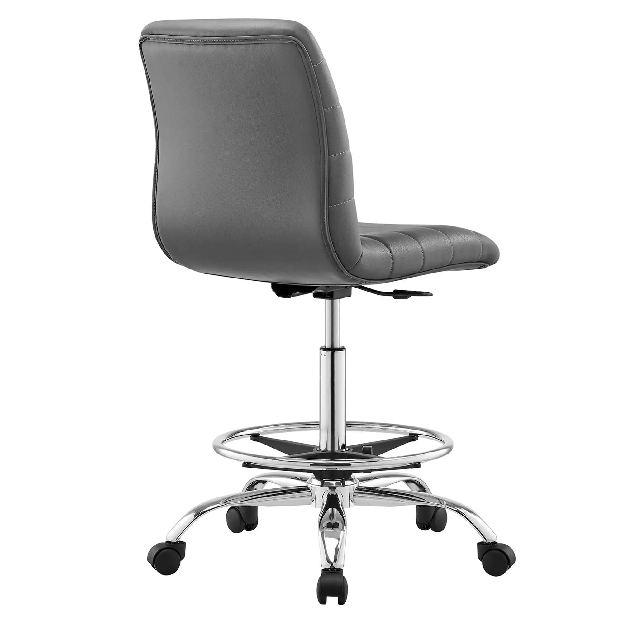 Drafting Chair Vegan Leather Armless Adjustable Stool