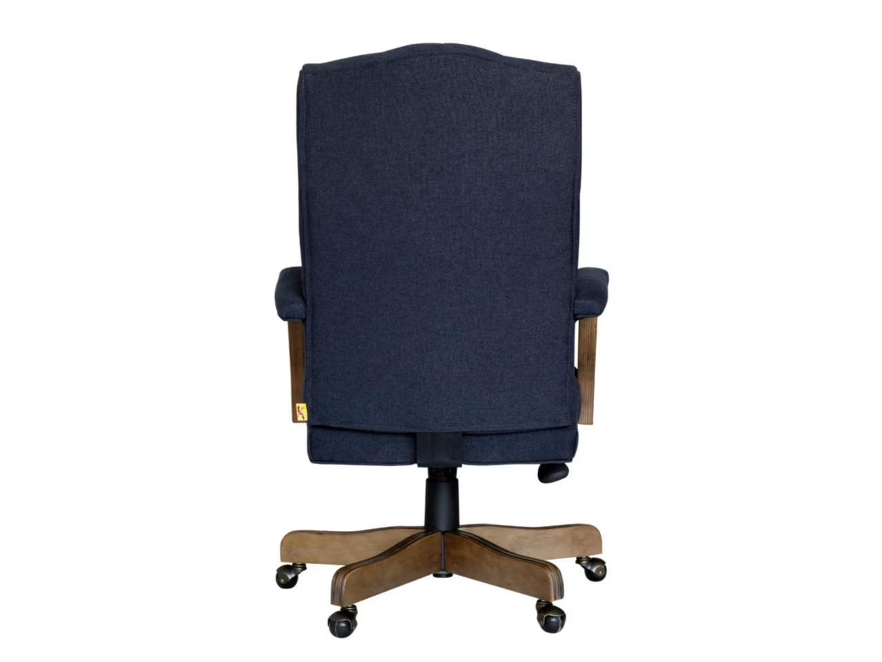 Boss Office Products Executive Denim Blue Commercial Grade Linen Desk Chair with Driftwood Finish Frame