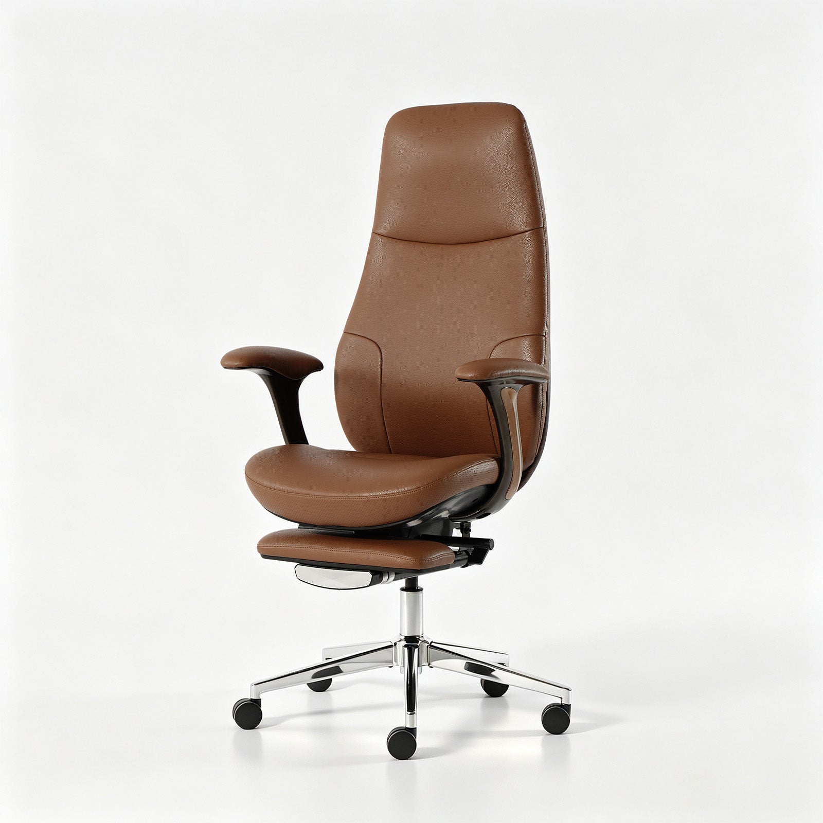 FurniBaron Brown Full-Grain Leather Executive Chair Footrest - Platinum-Level Office Chairs