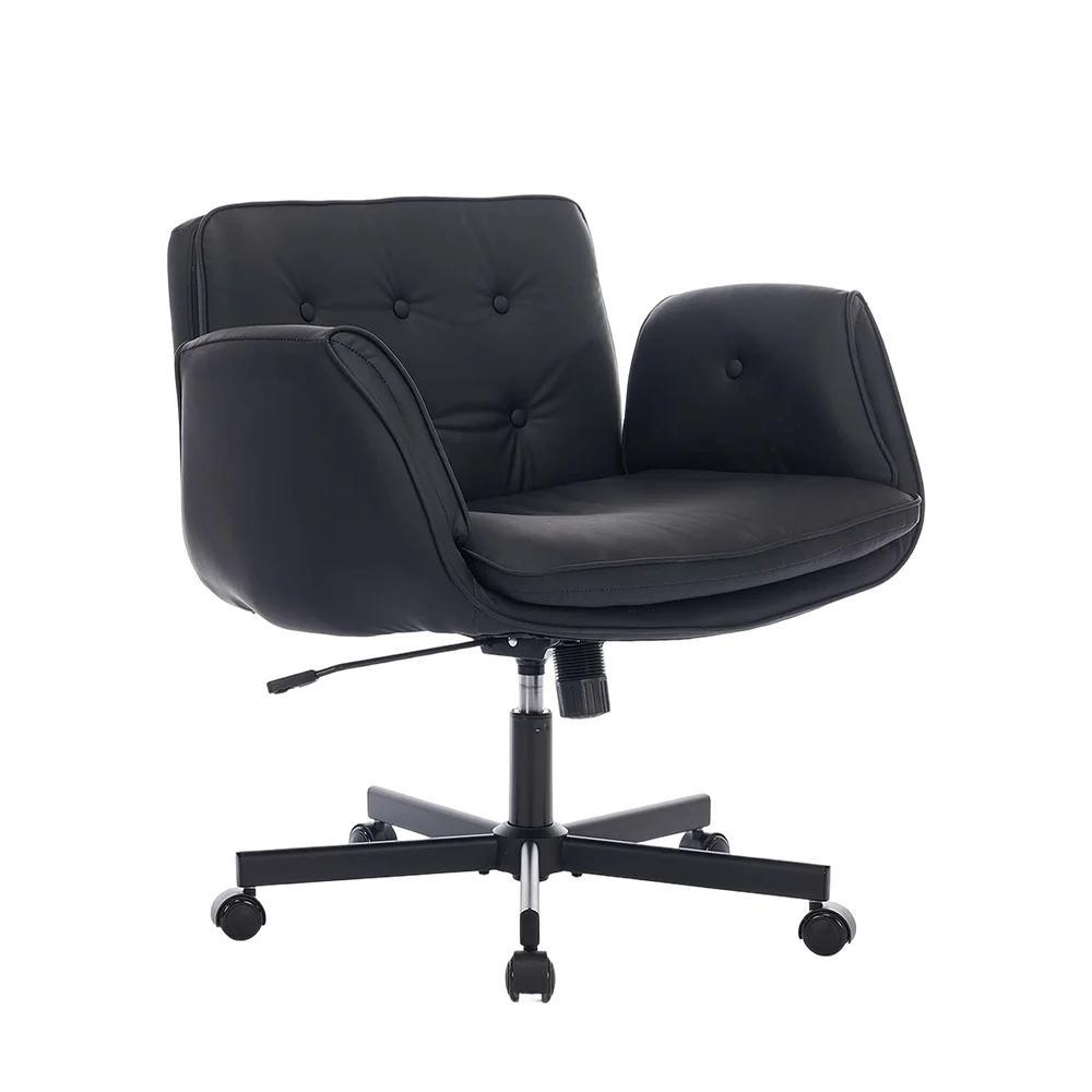 Pet Friendly PU Leather Swivel Desk Chair, Extra Wide Seat