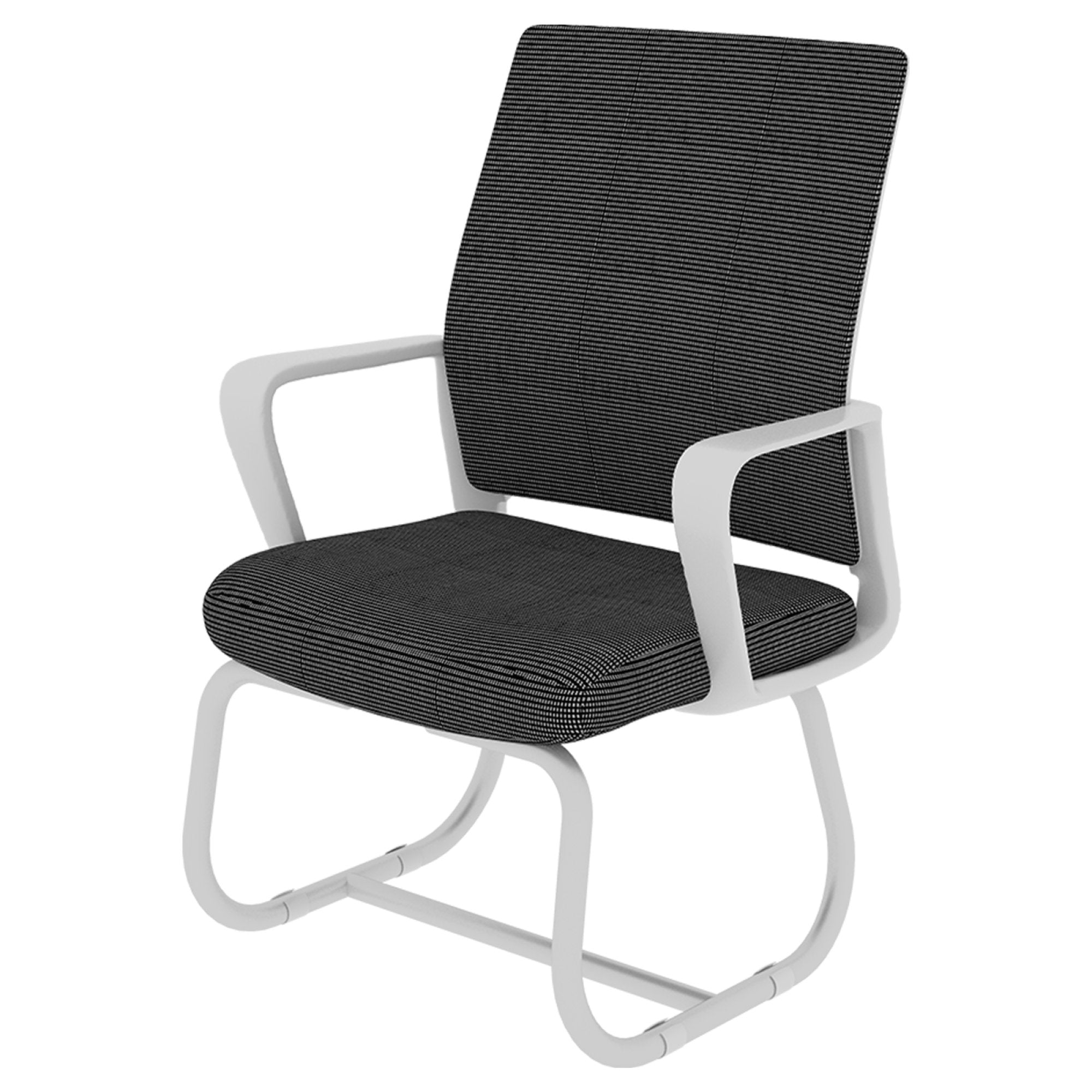 White and Black Mesh Back Modern Office Chair - front 3/4 view on white background