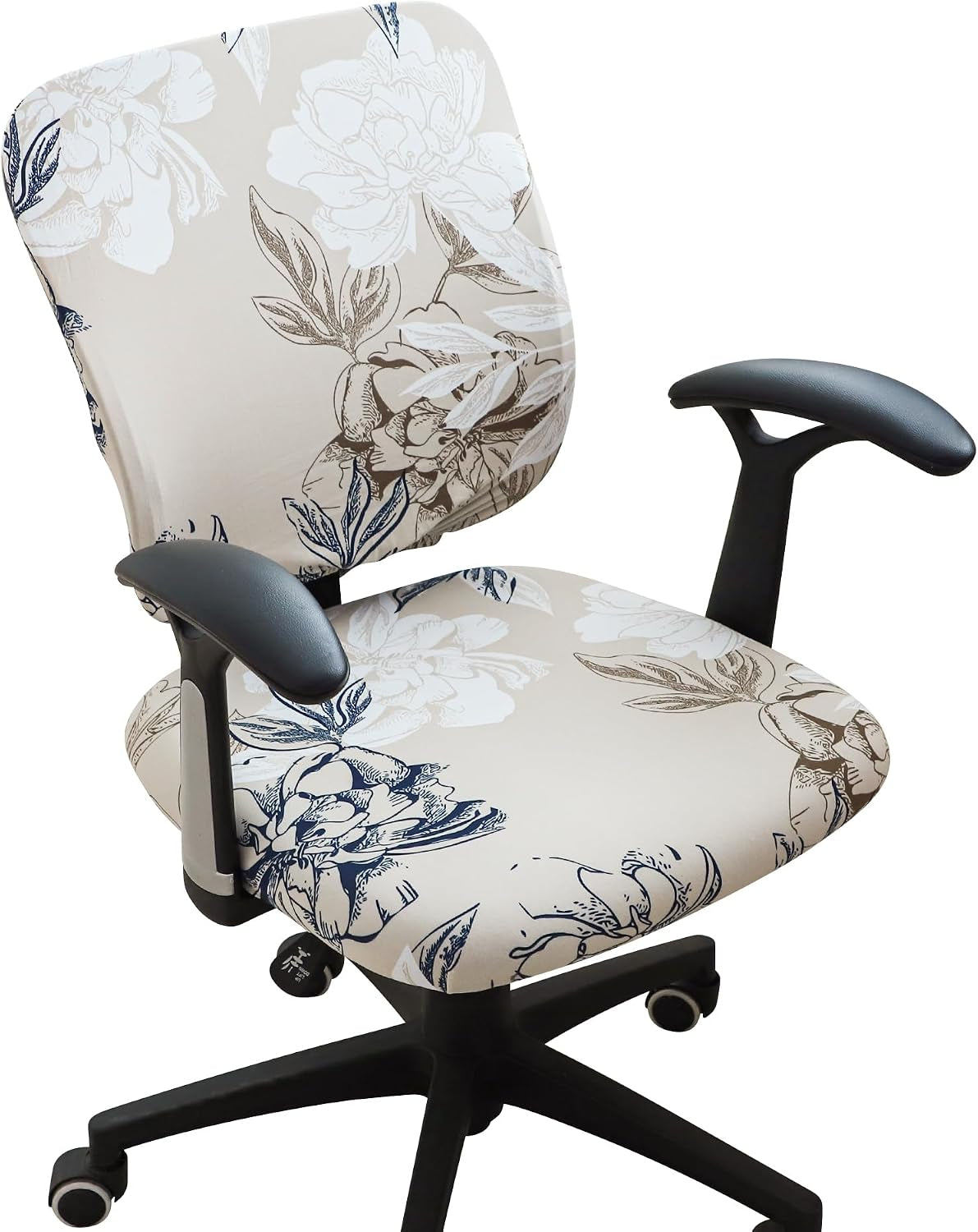 FORCHEER Floral Split Office Chair Covers Two Pieces Stretch Separated Desk Chair Slipcover Washable -Spring Floral