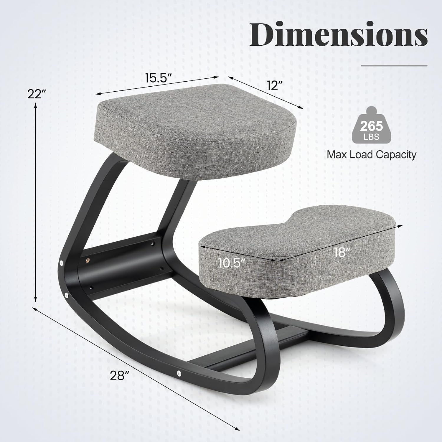 GIANTEX Ergonomic Kneeling Desk Chair, Upright Posture Chair with Cushion & Solid Wood Frame, Natural Relief for Neck or Back Pain, Wooden Knee Chair for Home Office (1)