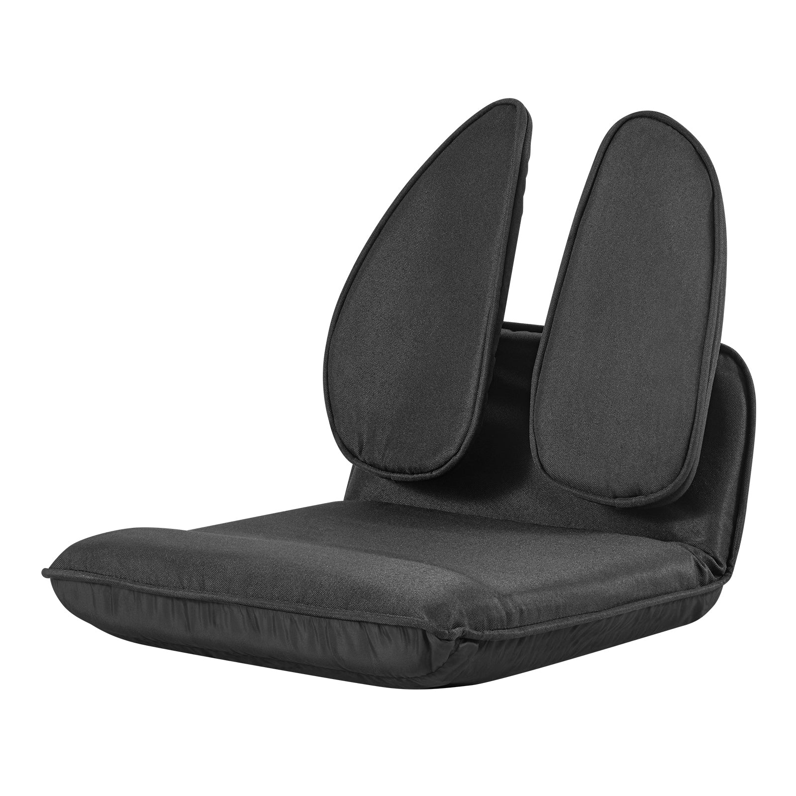 Black Folding Floor Chair - angled view on white background