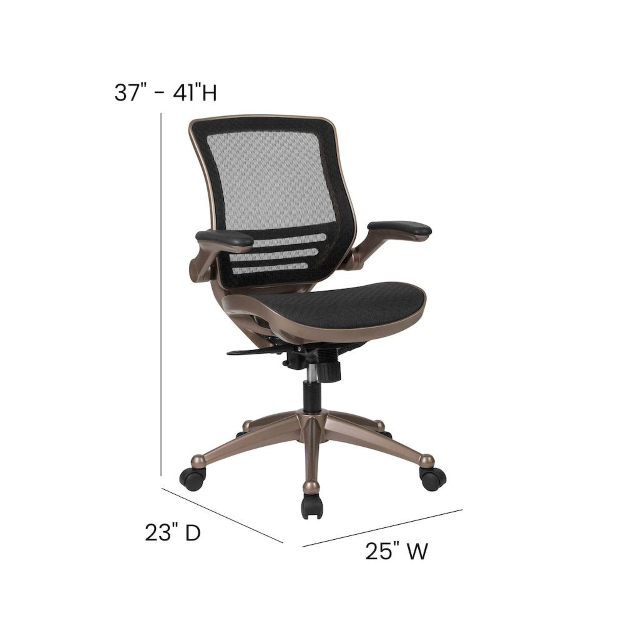 Mid-Back Black Mesh Executive Swivel Office Chair with Melrose Gold Frame