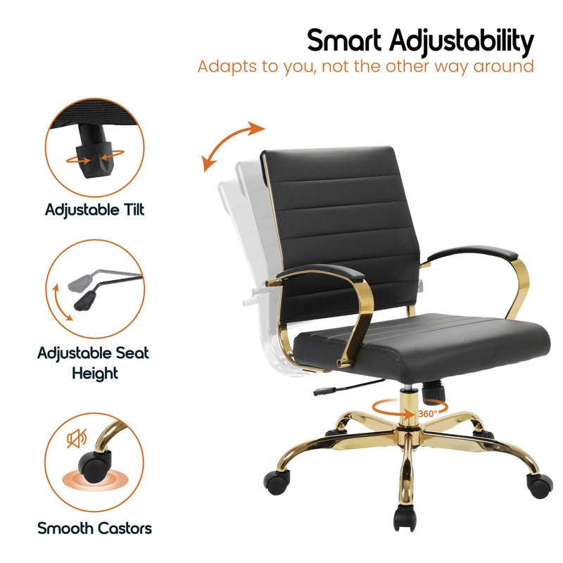 Benmar black leather office chairs – view 5