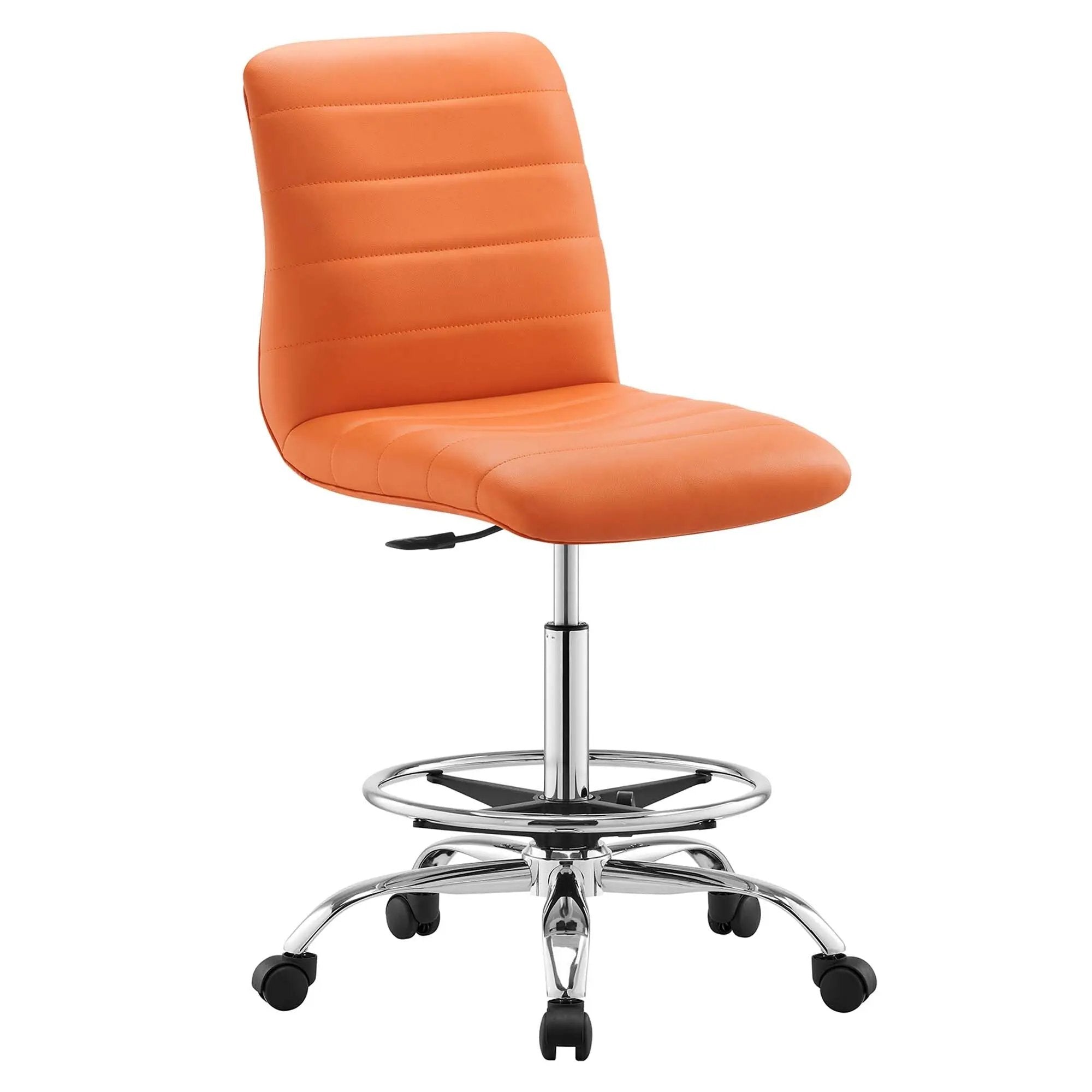 Drafting Chair Vegan Leather Armless Adjustable Stool