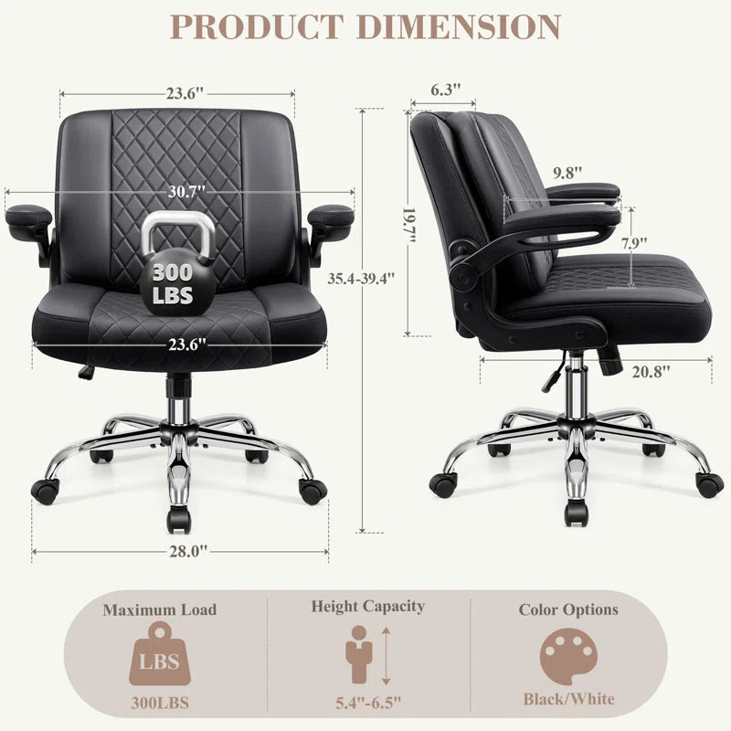 Big and Tall Office Chair 400Lbs, Adjustable Lumbar Support Executive Office Chair