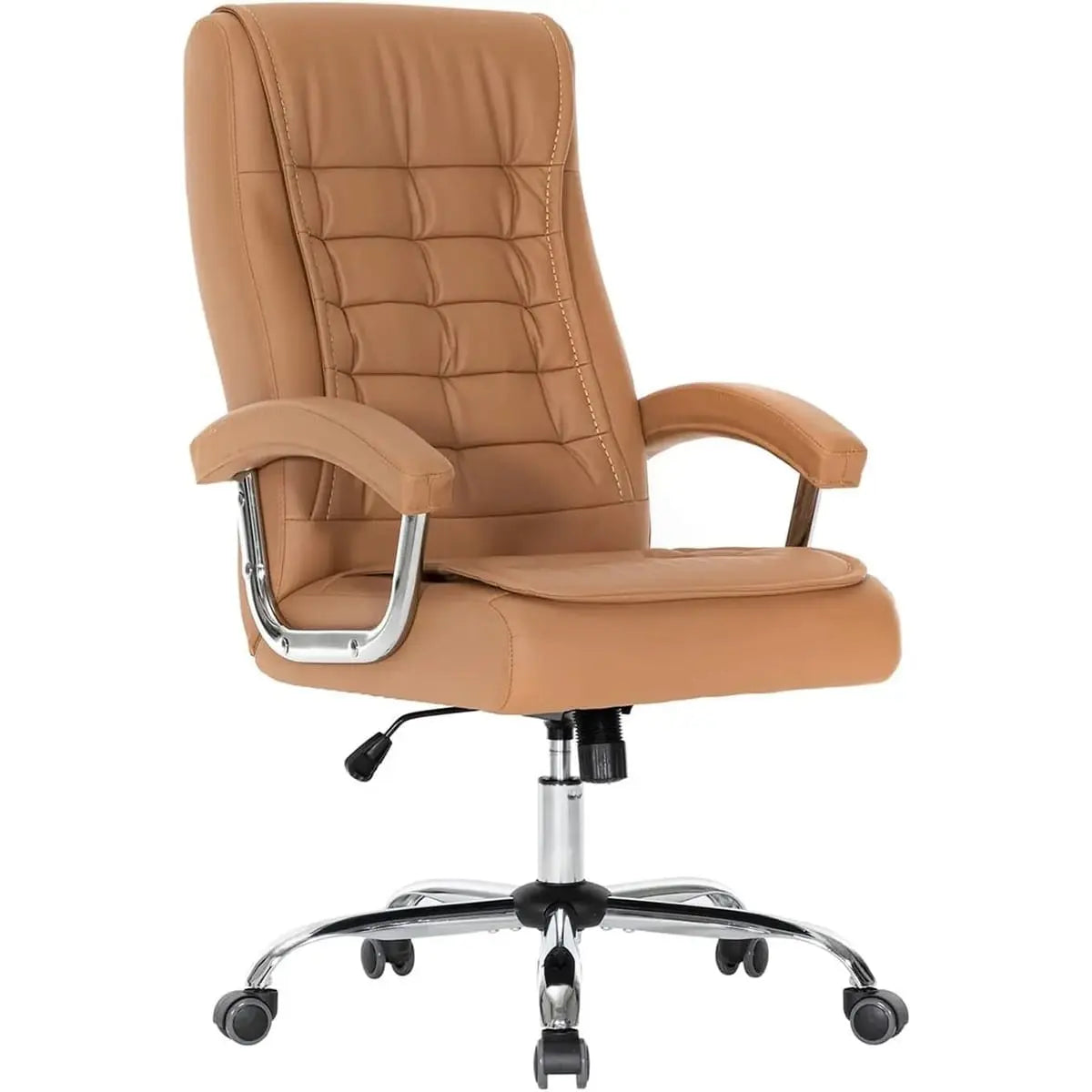 Executive Office Chair Adjustable Leather Chair High Back Swivel Office Desk Chair with Padded Armrest 350Lbs Load-Bearing Spring Seat Computer Desk Chair for Home Office, Brown