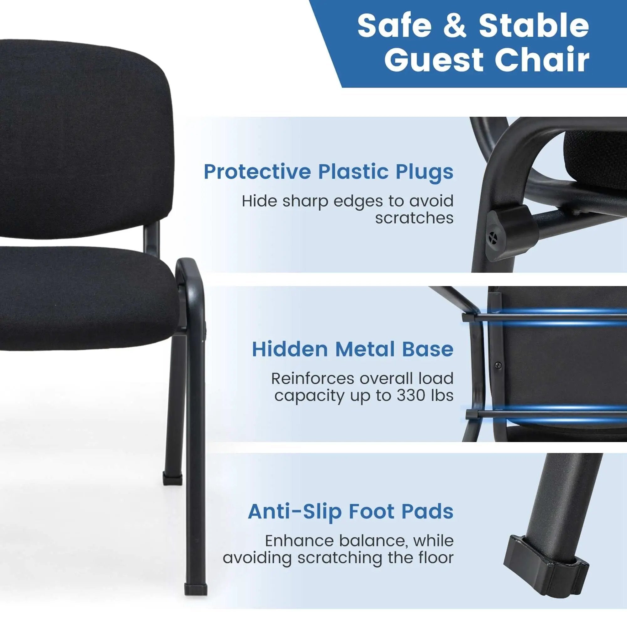 Set of 5 Office Guest Chair Stackable Reception Chair Conference Room