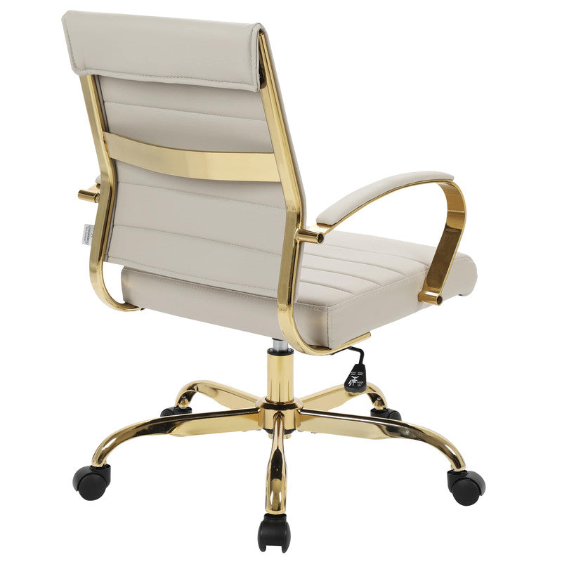 Tan leather office chairs, set of 4 – view 9