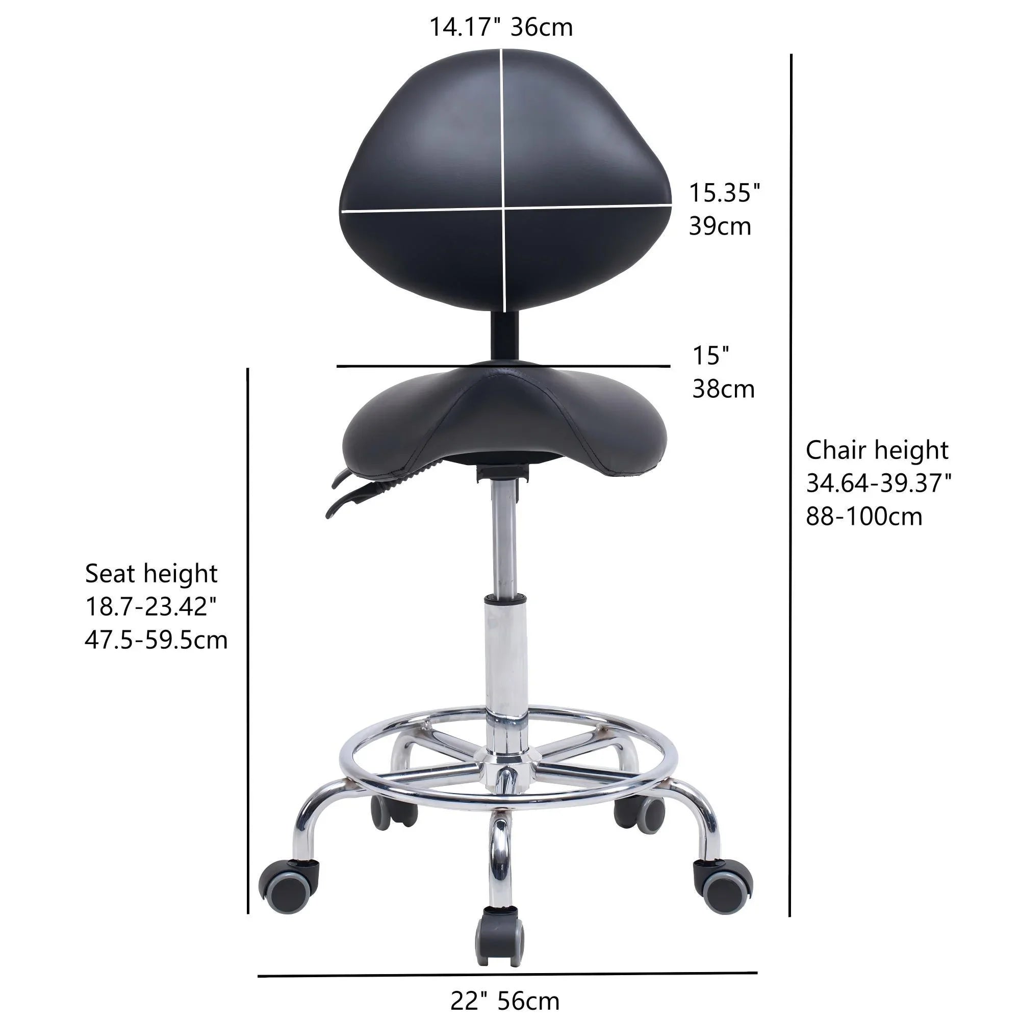Ergonomic Saddle Stool Chair Backrest Swivel Hydraulic Tilt Wheels by Platinum-Level Office Chairs