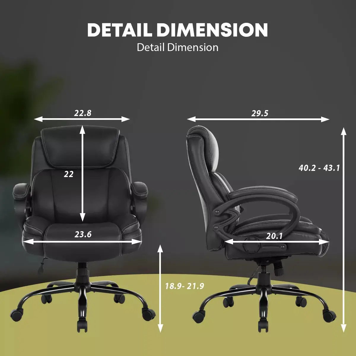 FDW Big and Tall Office Chair for Maximum Comfort 400Lbs Wide Seat Computer Chair Heavy Duty Construction, Black