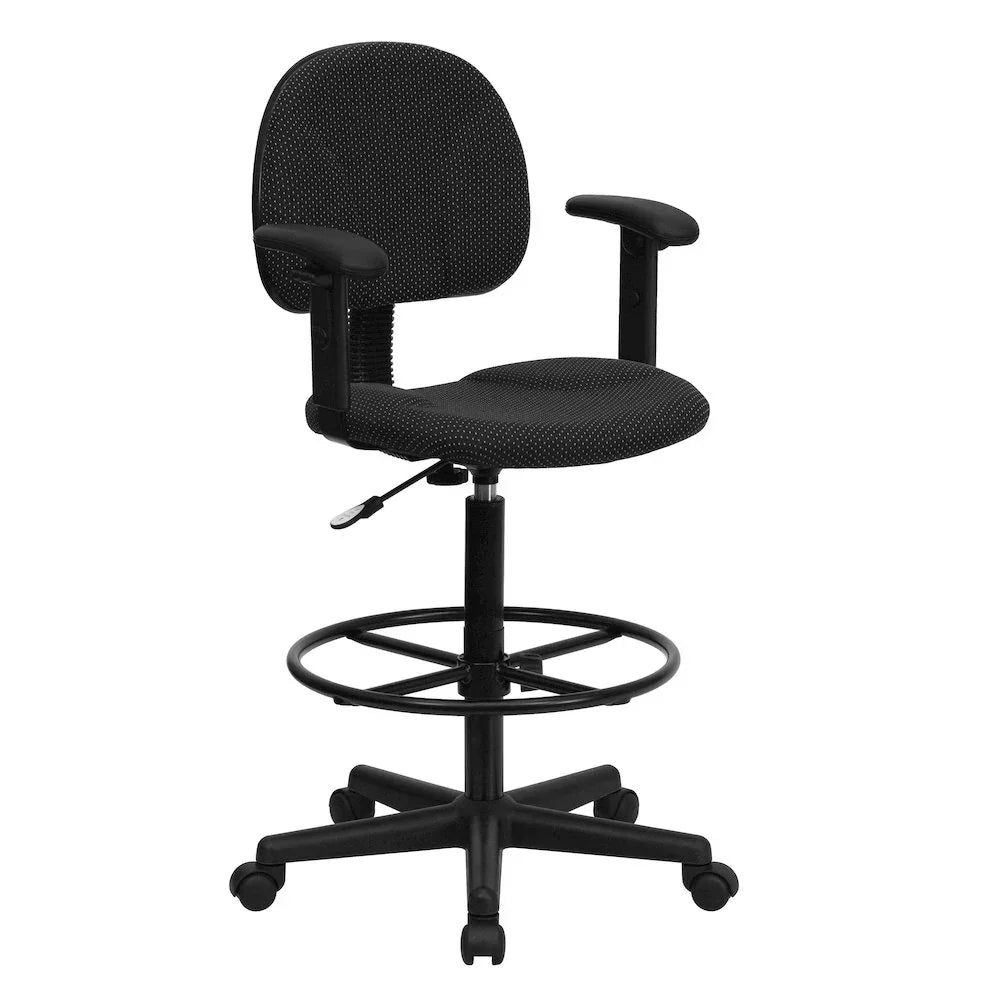 Black Fabric Adjustable Height Drafting Chair With Ergonomic Support by Platinum-Level Office Chairs