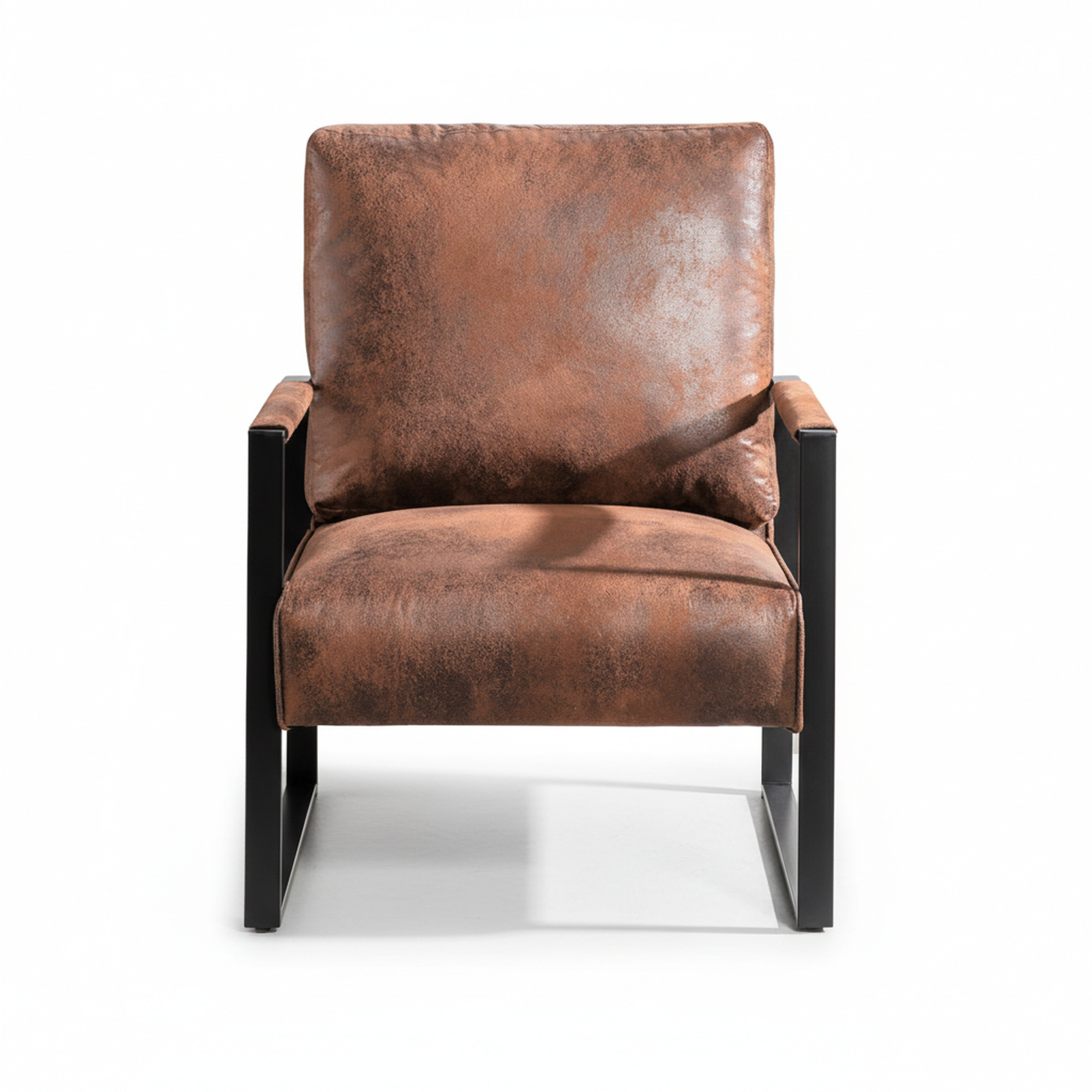 Mid Century Modern Accent Chair With Durable Brown Microfiber Upholstery