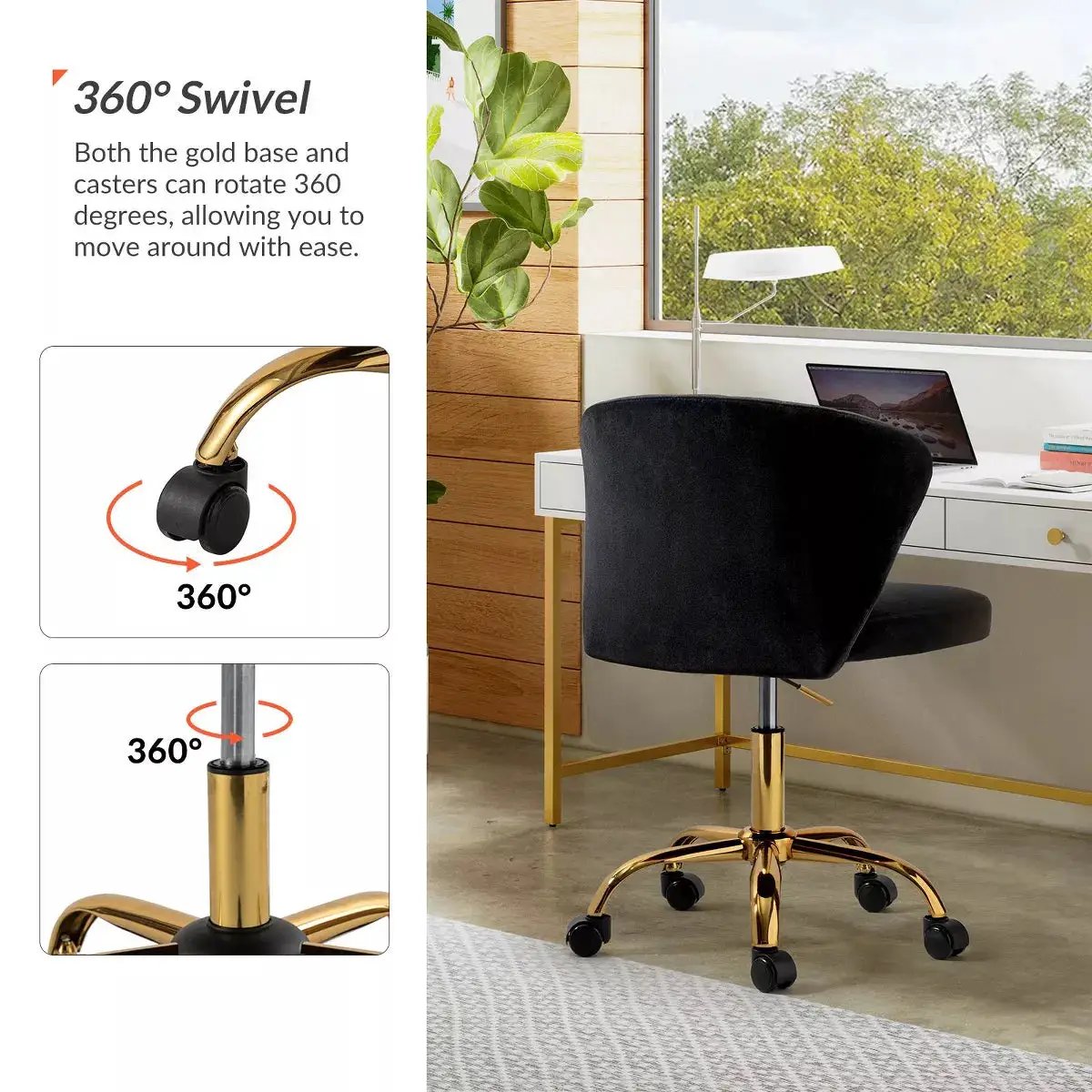 Ilia Comtemperary Swivel Office Chair with Channel Tufted Back | Karat Home