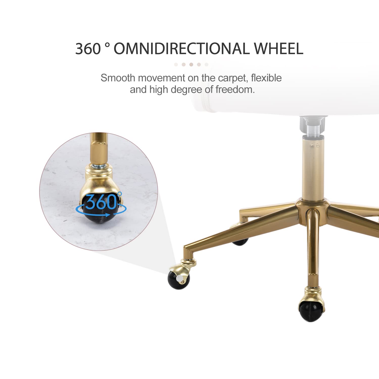 Nrizc Velvet Office Desk Chair, Upholstered Home Office Desk Chairs with Adjustable Swivel Wheels, Ergonomic Office Chair for Living Room, Bedroom, Office, Vanity Study (Beige) Platinum-Level Office Chairs