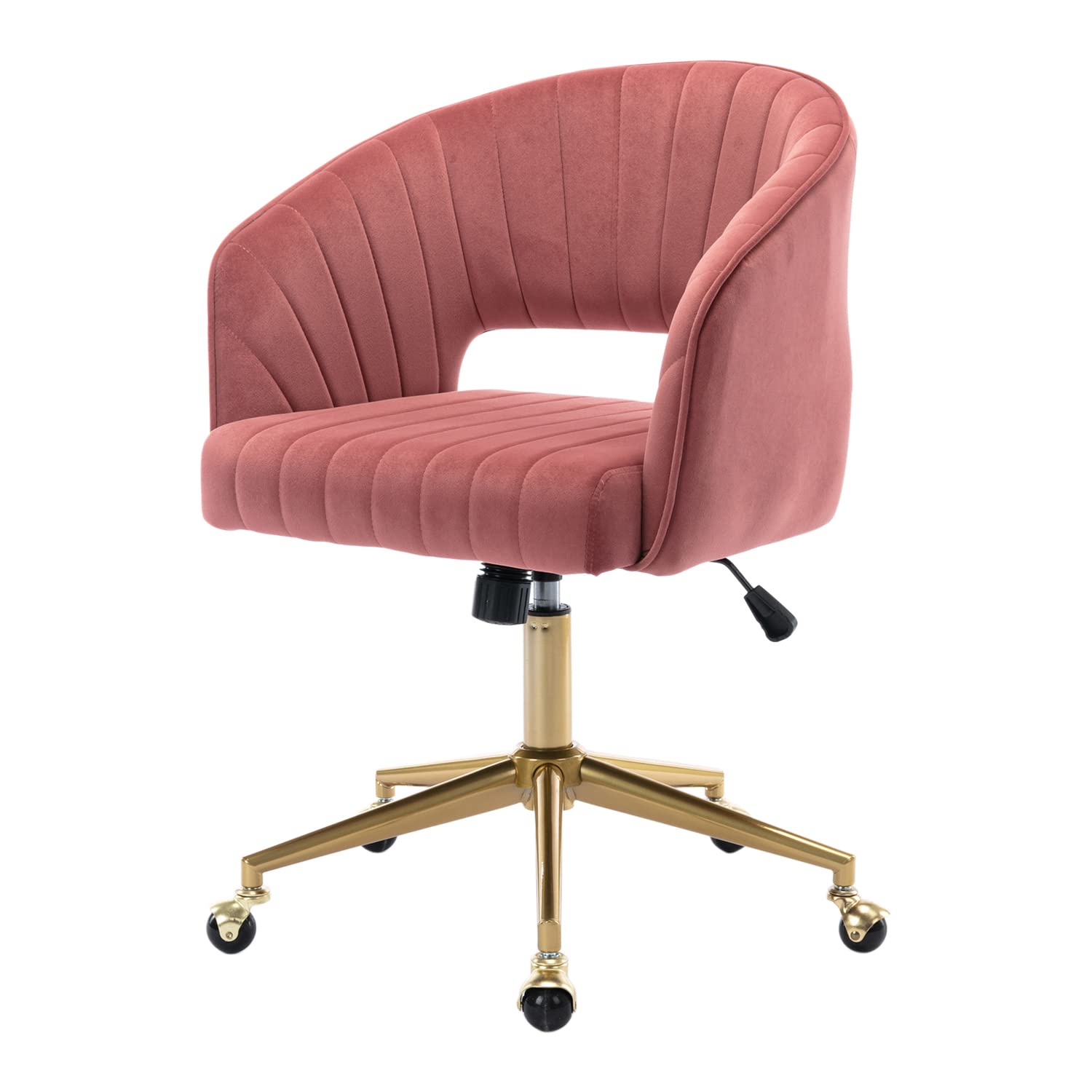 Nrizc Velvet Office Desk Chair, Upholstered Home Office Desk Chairs with Adjustable Swivel Wheels, Ergonomic Office Chair for Living Room, Bedroom, Office, Vanity Study (Beige) Platinum-Level Office Chairs