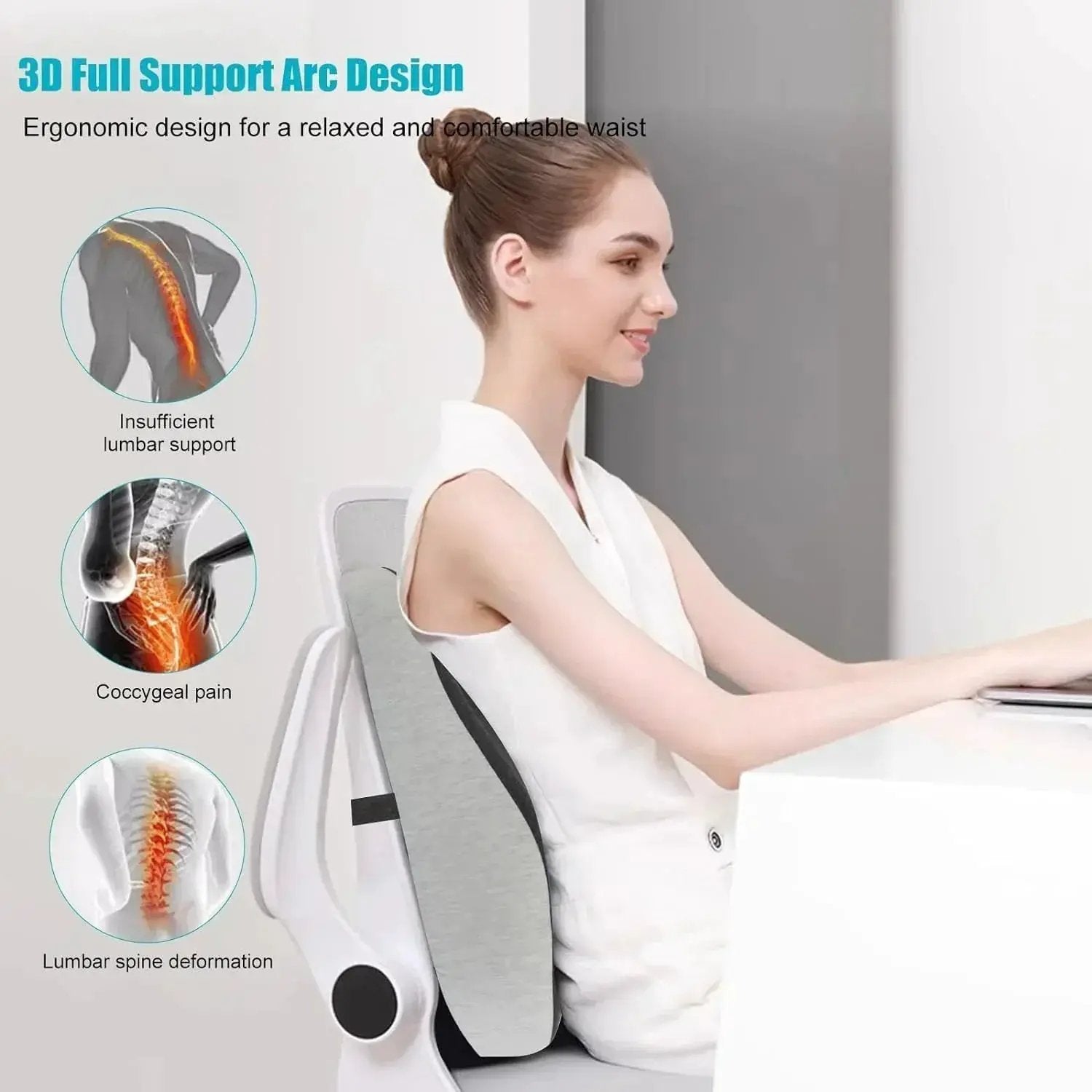 Memory Foam Office Chair Cushion Car Seat Support Waist Pillow Massage Lumbar Orthopedic Pillow Buttock Coccyx Cushion Back Pads by Platinum-Level Office Chairs
