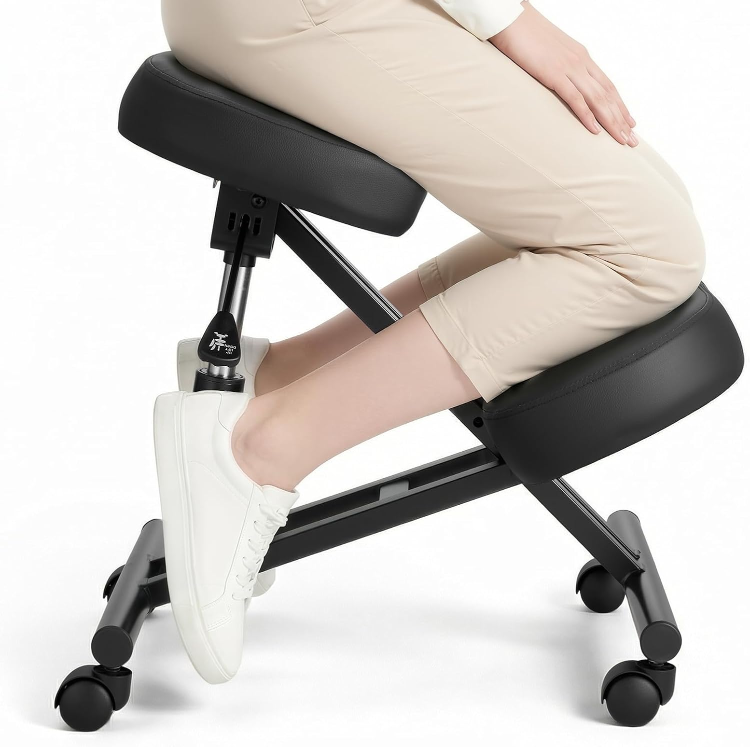 Black Rolling Kneeling Chair, X Shaped Ergonomic Posture Knee Chair