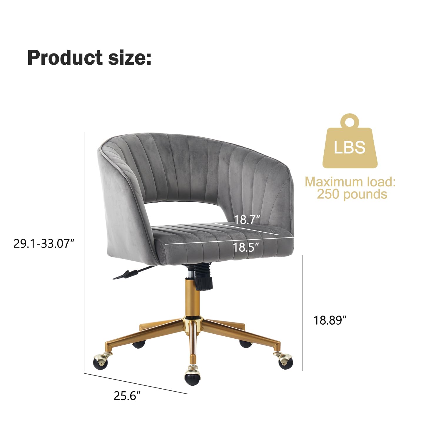 Nrizc Velvet Office Desk Chair, Upholstered Home Office Desk Chairs with Adjustable Swivel Wheels, Ergonomic Office Chair for Living Room, Bedroom, Office, Vanity Study (Beige) Platinum-Level Office Chairs