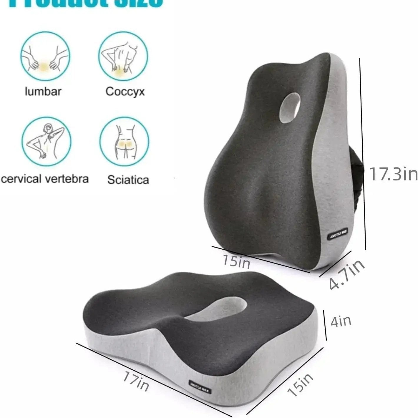 Memory Foam Office Chair Cushion Car Seat Support Waist Pillow Massage Lumbar Orthopedic Pillow Buttock Coccyx Cushion Back Pads by Platinum-Level Office Chairs