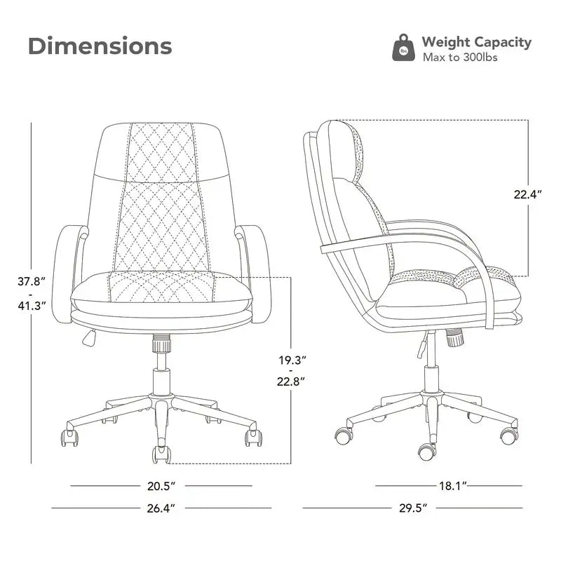 Upholstered Swivel Office Chair with Wood Arms