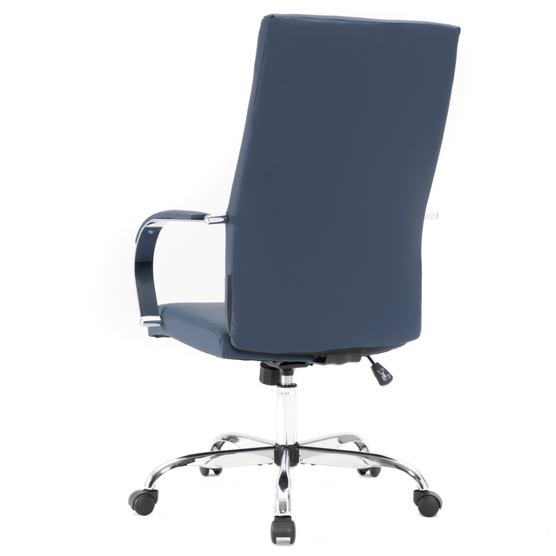 20 PCS Sonora Ergonomic High-Back Leather Desk Office Chair with Chrome Base and Tilt for Home Office - Navy Blue