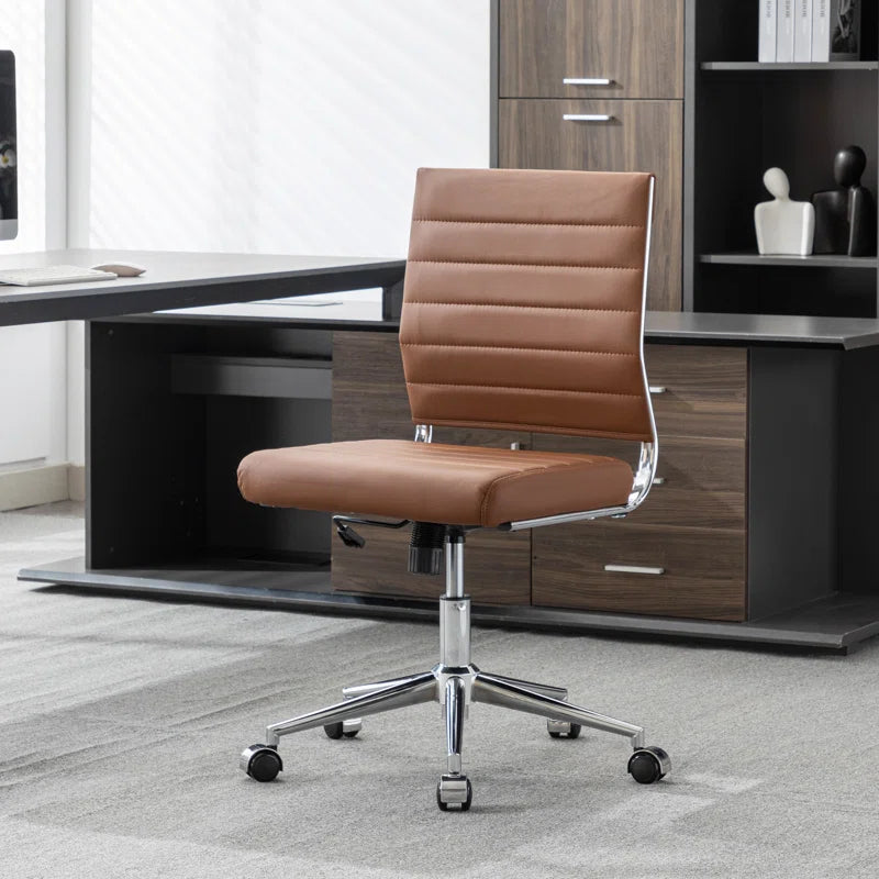Amaiia Mid-Back Upholstered Armless Swivel Task Chair Ergonomic Adjustable Conference Chair