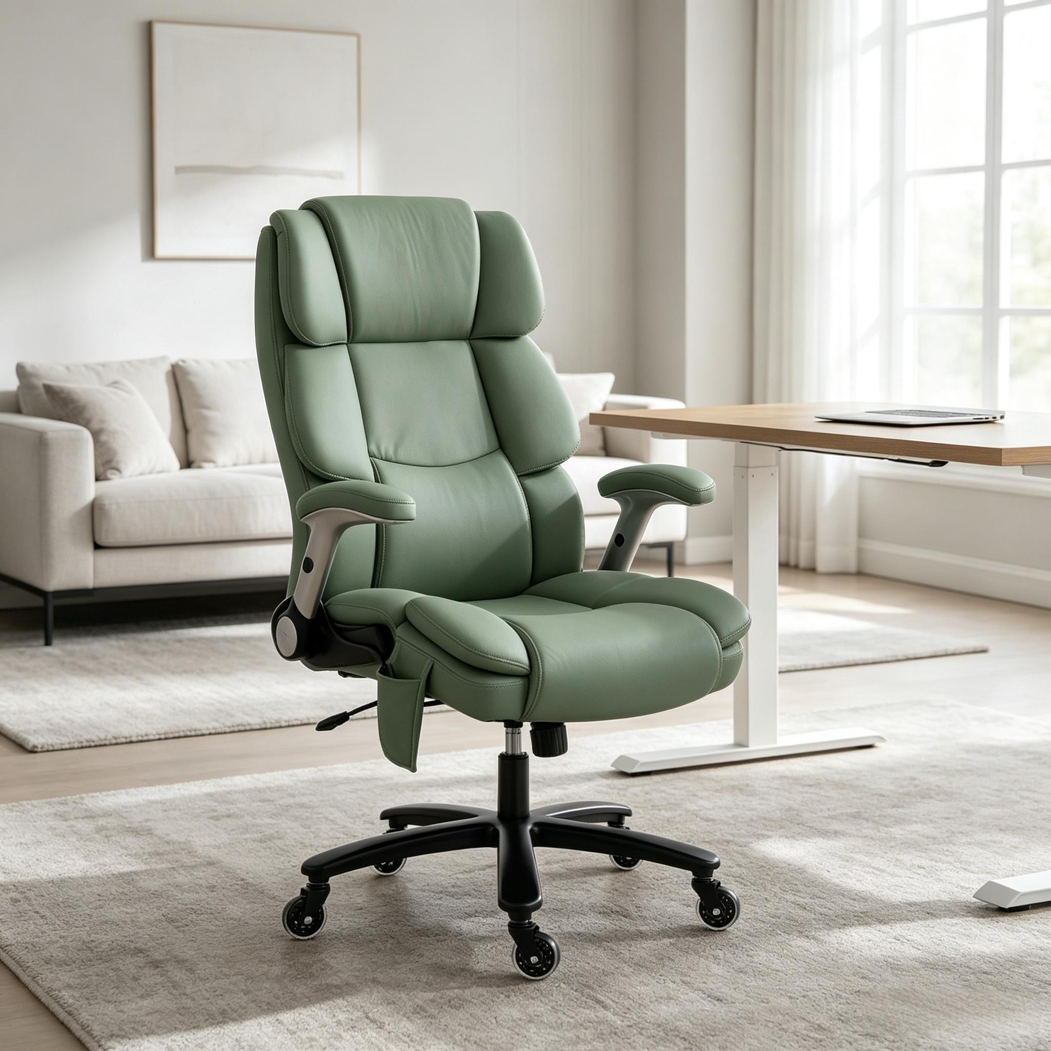 Pet Resistant Light Green Office Chair with Airbag Lumbar Support