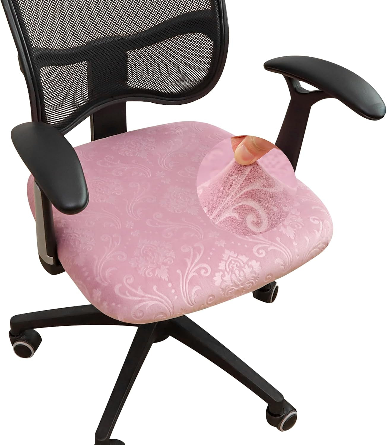 FORCHEER Floral Split Office Chair Covers Two Pieces Stretch Separated Desk Chair Slipcover Washable -Spring Floral