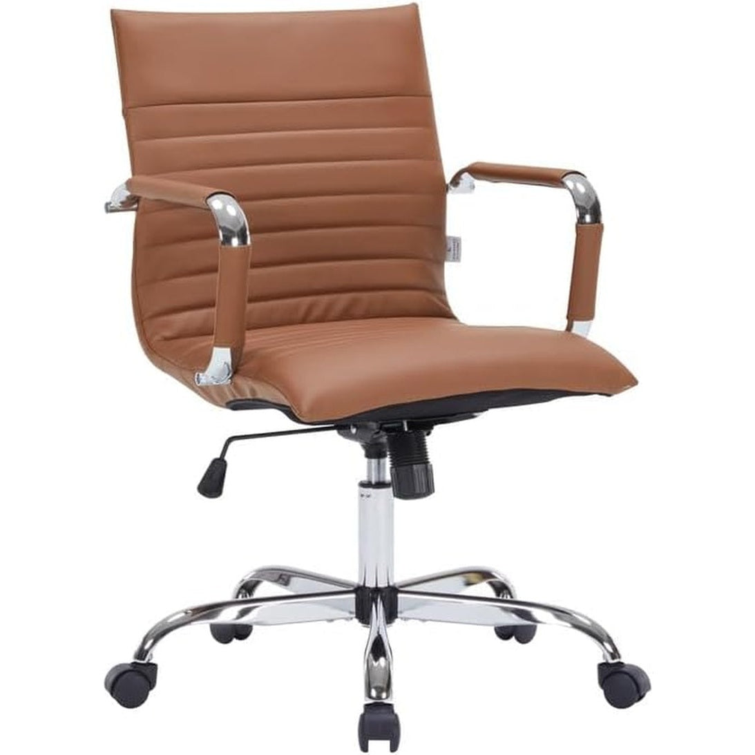 Leisuremod Ergonomic Executive Office Chair with Lumbar Support – Adjustable Leather Swivel Desk Chair, High Back Computer Chair Home & Office with Rolling Wheels & Chrome Base