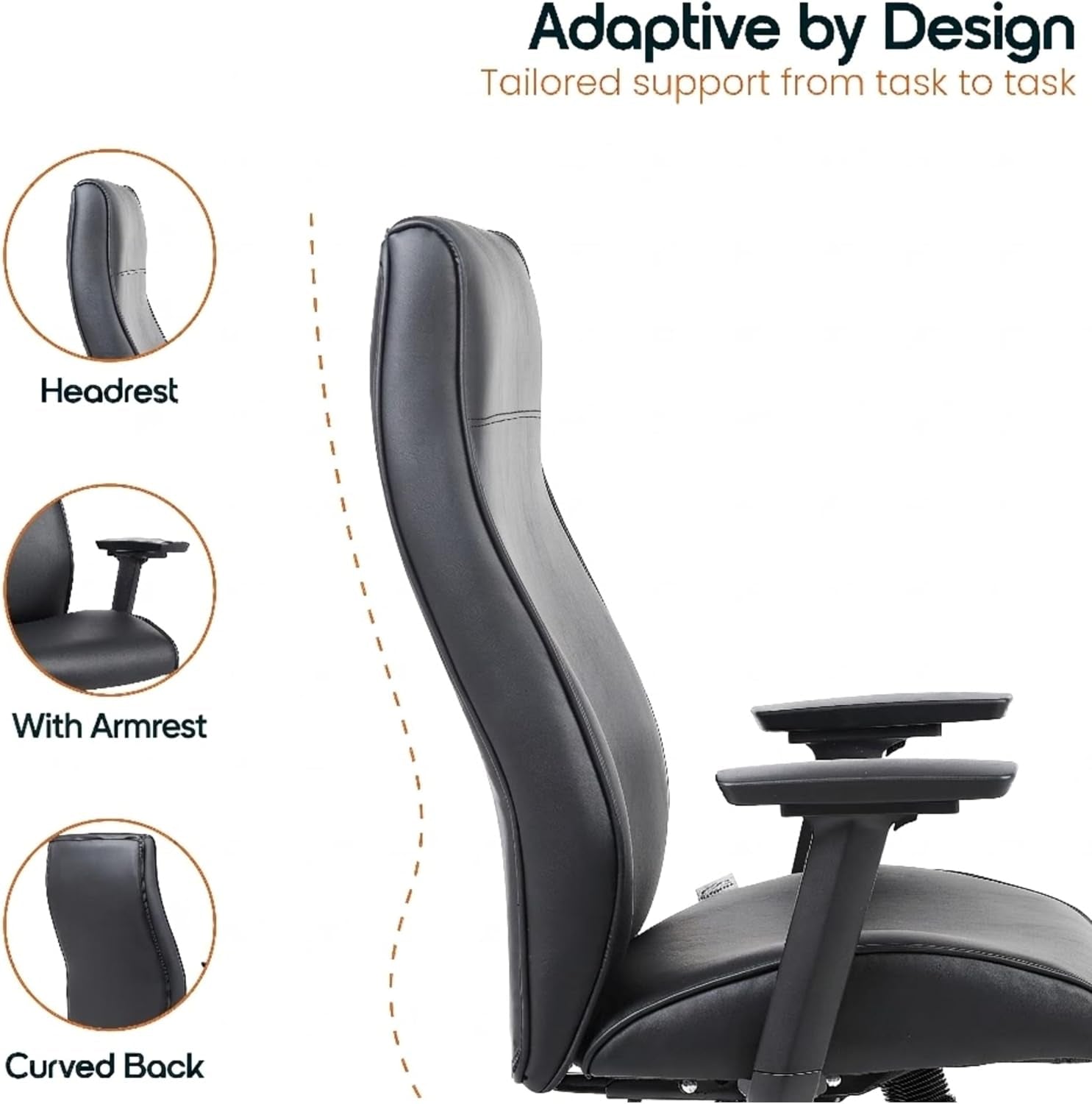 Maxwell Ergonomic Leather Executive Office Chair With Adjustable Height