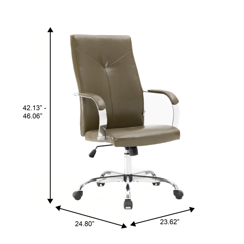 20 PCS Sonora Ergonomic High-Back Leather Desk Office Chair with Chrome Base and Tilt for Home Office - Olive Green