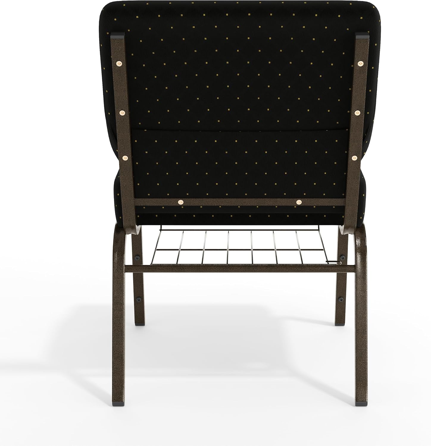 Flash Furniture HERCULES Series 21''W Church Chair in Black Dot Patterned Fabric with Cup Book Rack - Gold Vein Frame