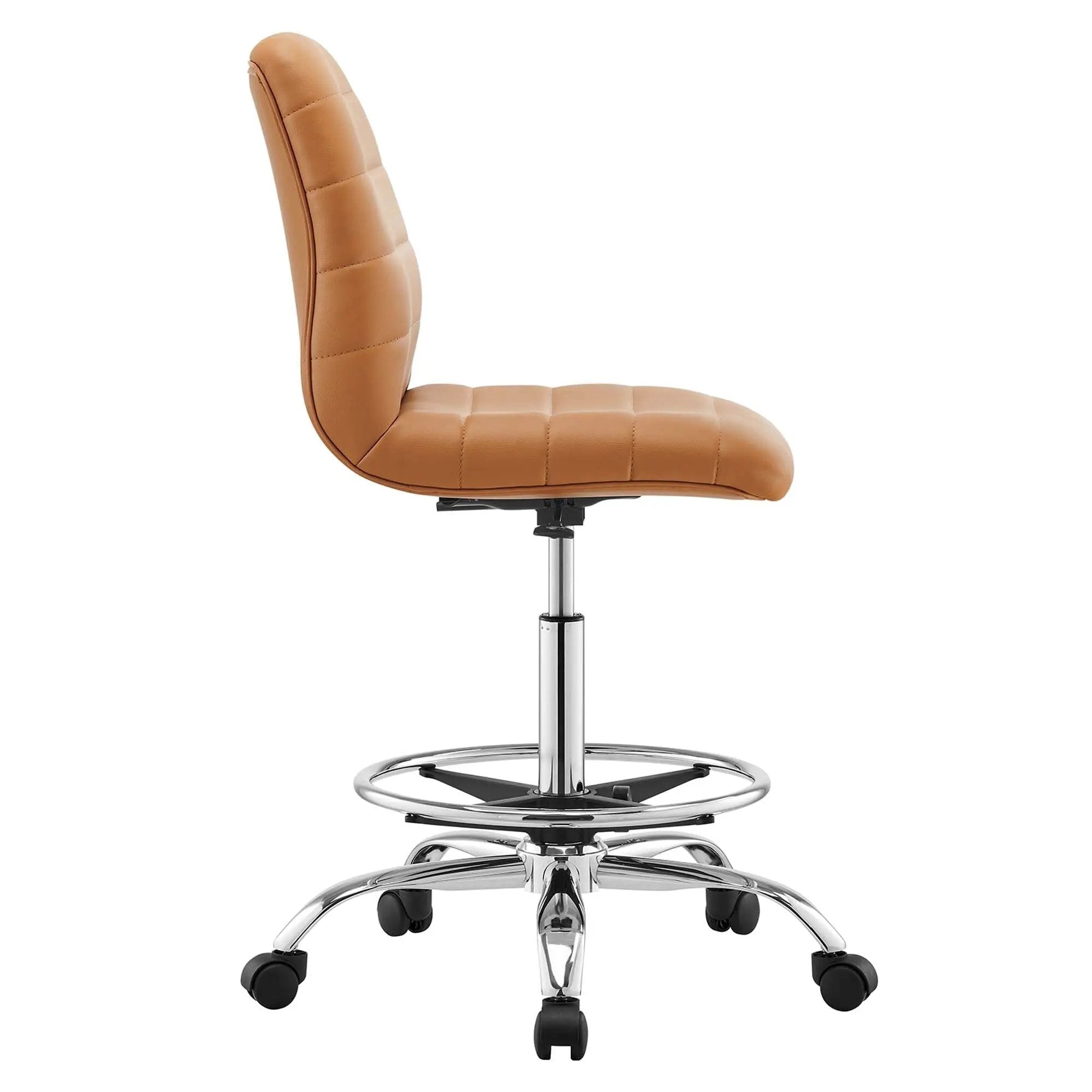 Drafting Chair Vegan Leather Armless Adjustable Stool