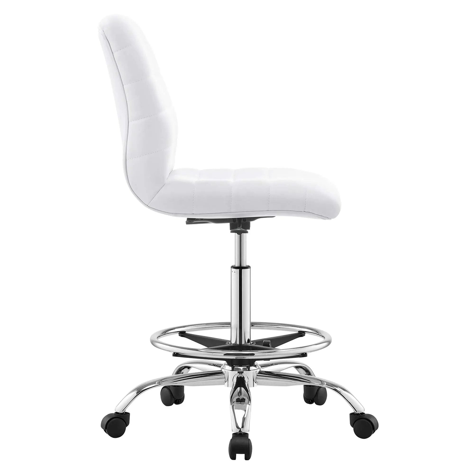 Drafting Chair Vegan Leather Armless Adjustable Stool