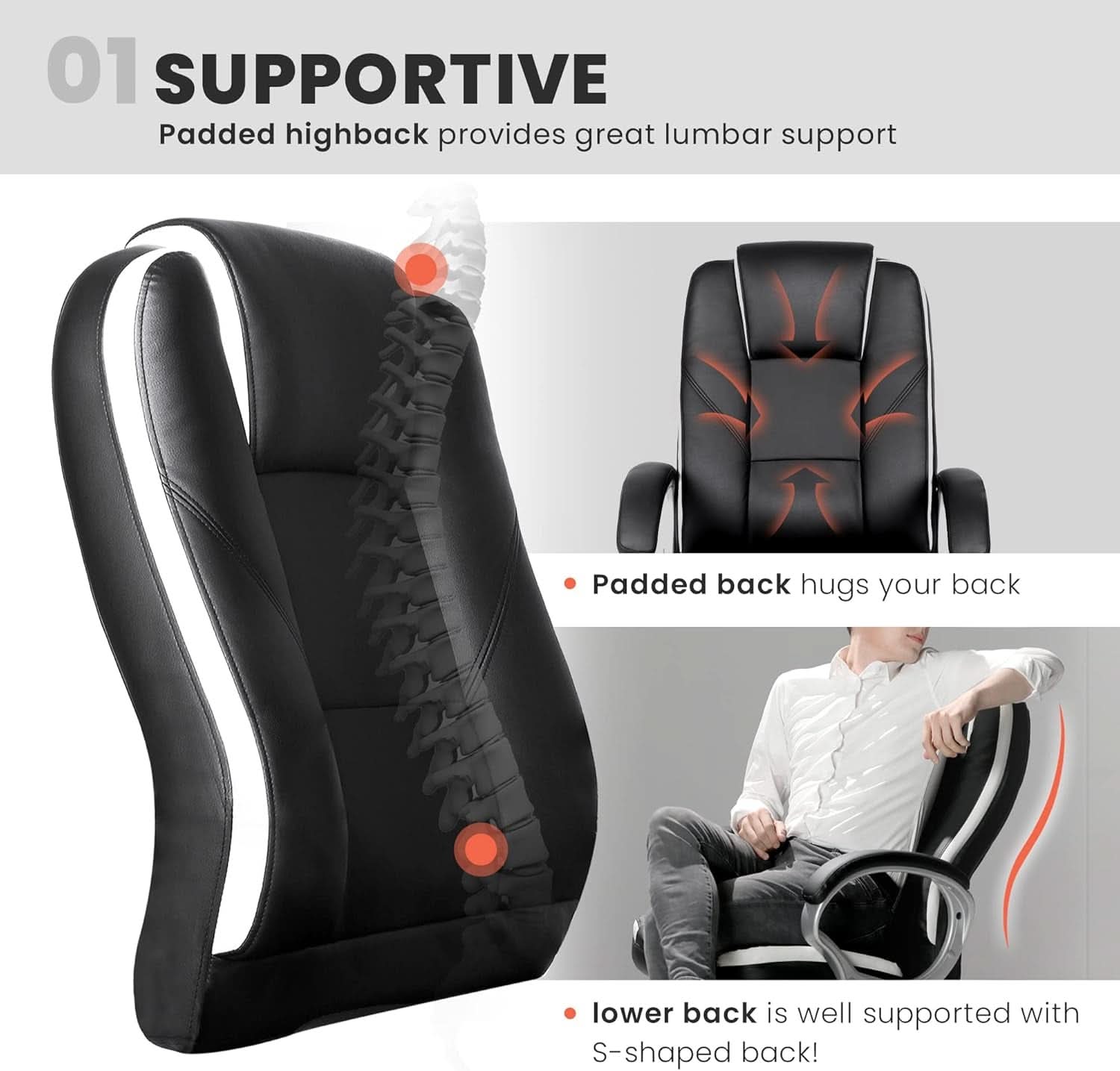 Black PU Leather Ergonomic Executive Office Chair - Platinum-Level Office Chairs